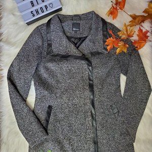 Reitman's Gray/Black Leather Trim Peacoat, Size Sm